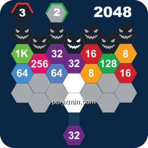2048 Hexa Monsters Attack: Shoot n Merge Numbers